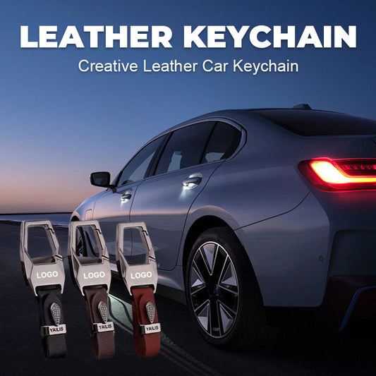 Alloy leather car keychain